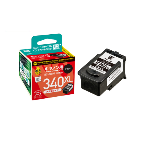 ﾘｻｲｸﾙｲﾝｸｶｰﾄﾘｯｼﾞ ﾌﾞﾗｯｸ(顔料) [ｷﾔﾉﾝ:BC-340XL互換] ECI-C340XLB-V 1個画像