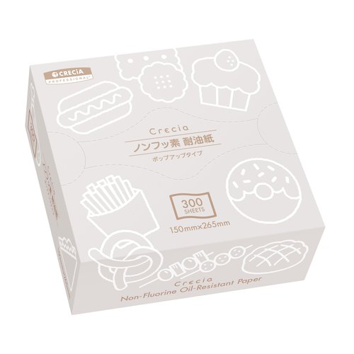 食品シート クレシア ノンフッ素耐油紙 ポップアップタイプ 300枚入 日本製紙クレシア画像