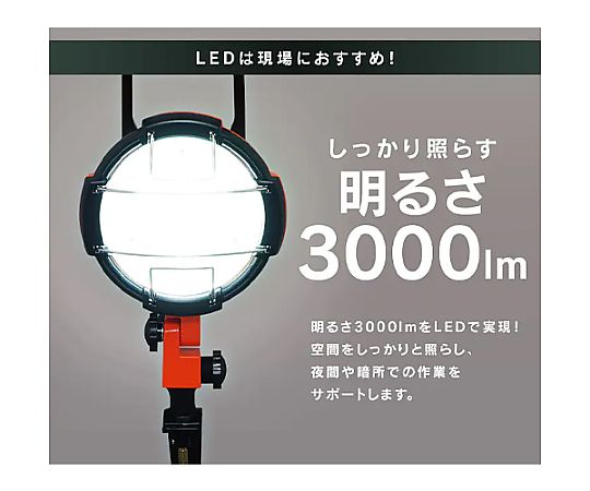 AC100V/33W 作業灯/LED(コード5m) 透明カバーとコードが付いた明るい作業灯の側面