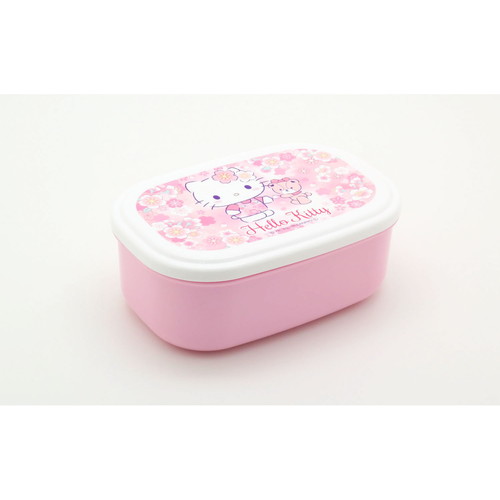 お弁当箱　シール容器　3個入　入れ子式　ハローキティ　サクラ　子供 入れ子状に重なった、かわいらしいキャラクターのデザイン容器が並んでいる様子