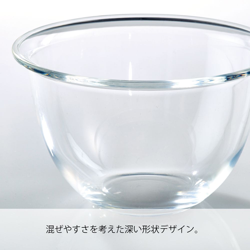 耐熱ガラス製ボウル 3個×4セット 透明なボウルが整然と並んでいる様子