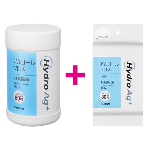 ＨｙｄｒｏＡｇ＋クロス（８０％）１００枚替＋ボトル画像