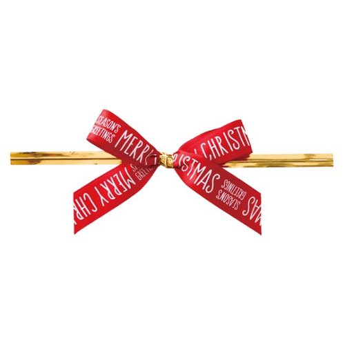 クリスマスプリントリボンワイヤータイ-1/レッド(30個) ヘッズ画像