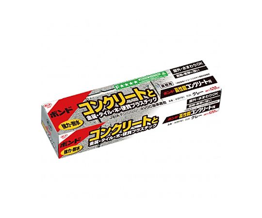 120ml 防水型強力接着剤 パッケージが上向きで置かれ、開封された状態