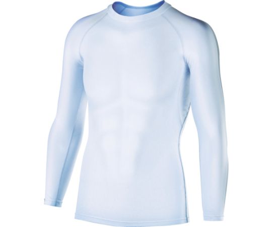 冷感・消臭 パワーストレッチ長袖クルーネックシャツ ホワイト 3L画像