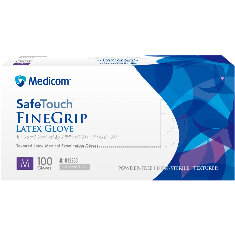 セーフタッチ ファイングリップ ラテックスグローブ パウダーフリー M 1箱(100枚入)画像