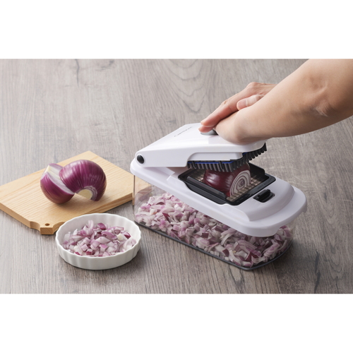 野菜調理器　8点セット　みじん切り　スライサー　細切り　安全ホルダー付き カラフルな調理器具が整然と並ぶ様子