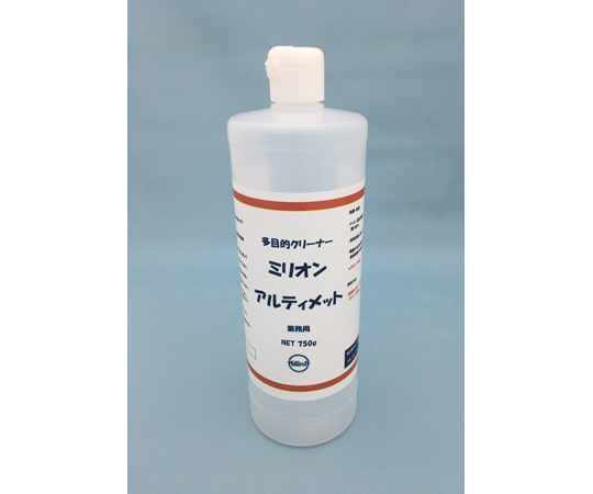 多目的クリーナー　ミリオンアルティメット　750g6本 パッケージの側面が見える状態で、内容量の情報やロゴがはっきりと印刷されている。