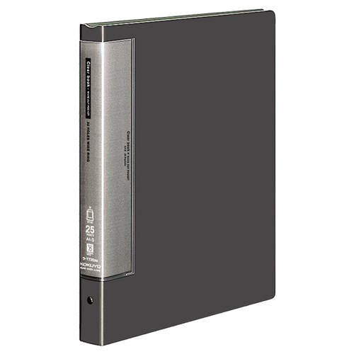 ｸﾘﾔｰﾌﾞｯｸ(ｳｪｰﾌﾞｶｯﾄﾎﾟｹｯﾄ･替紙式)A4ﾀﾃ30穴25ﾎﾟｹｯﾄ付属背幅33mmﾀﾞｰｸｸﾞﾚｰ1冊画像