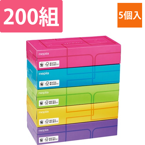 ネピア　ティシュペーパー　Optimistic　200組/箱　1パック(5箱)画像