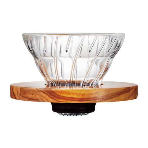 V60耐熱ガラス透過ドリッパーオリーブウッド画像