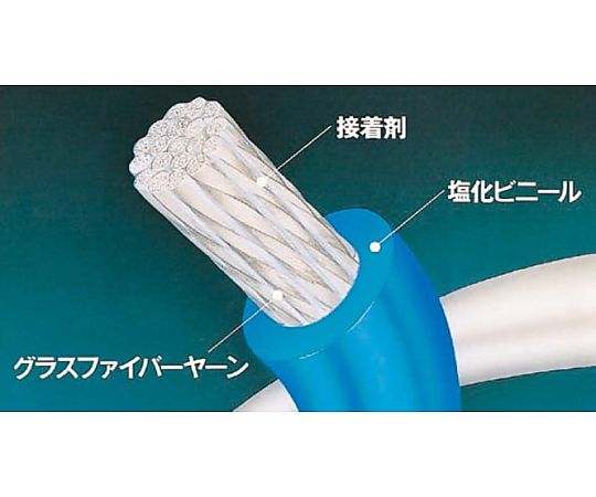 φ6mmx20m グラスファイバーロープ(PVCコーティング) 緑色のコーティングが施された細長いロープがきれいに巻かれた状態