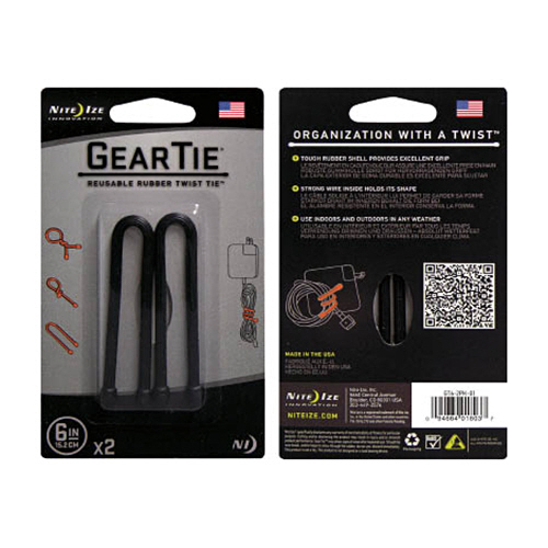 NiteIze ｷﾞｱｰﾀｲ 6ｲﾝﾁ ﾌﾞﾗｯｸ 1ﾊﾟｯｸ(2個)画像