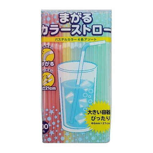 ストロー 曲がる カラーストロー 21cm 100本入り画像