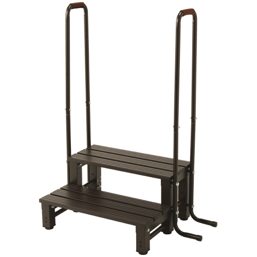 両取っ手付きｱﾙﾐ2段踏み台 ﾀﾞｰｸﾌﾞﾗｳﾝ 1台