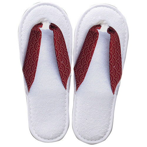 ﾃﾞｨｽﾎﾟｰｻﾞﾌﾞﾙｽﾘｯﾊﾟ 鼻緒ｽﾘｯﾊﾟ 27cm 青海波 赤 1足画像