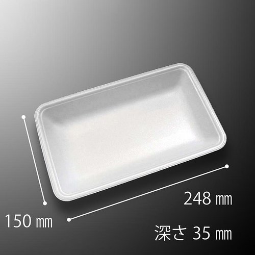 発泡トレー CN25-15G 中央化学 白い発泡素材のトレーが並ぶ様子、底に細かい凹凸が見える。