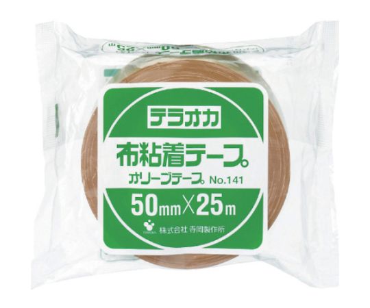 オリーブテープ NO.141 50mm×25M テープの中心部分が露出し、巻かれている様子が見える状態