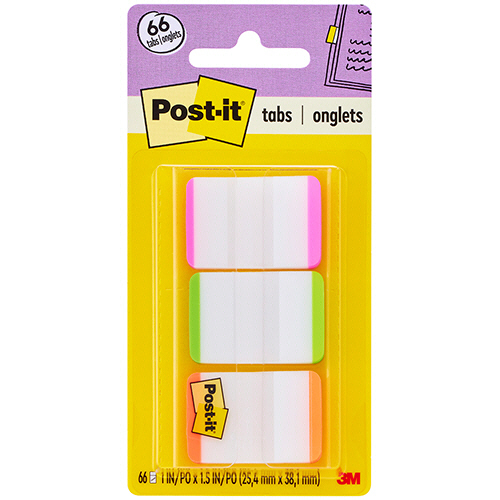 ﾎﾟｽﾄ･ｲｯﾄ 超丈夫なｲﾝﾃﾞｯｸｽ25.4×38.1mmﾋﾟﾝｸ/ﾌﾞﾗｲﾄｸﾞﾘｰﾝ/ｵﾚﾝｼﾞ 1ﾊﾟｯｸ(3冊)画像