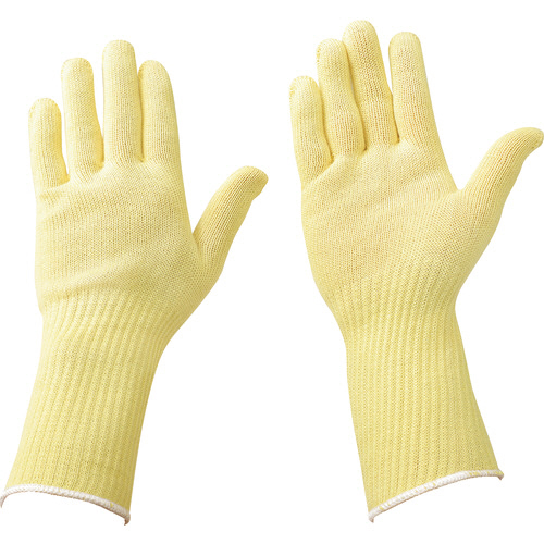 ｹﾌﾞﾗｰ編手袋 10G-ﾛﾝｸﾞ ﾌﾘｰ ｲｴﾛｰ/白 1双画像