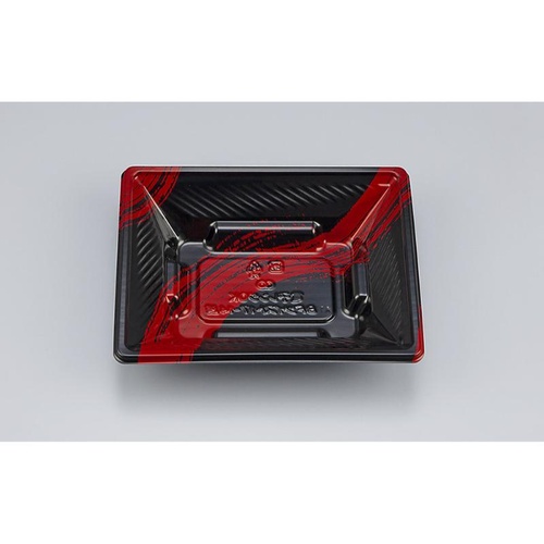 シーピー化成 どんぶり容器 BFツイスト17-14浅 筆勢黒赤 本体画像