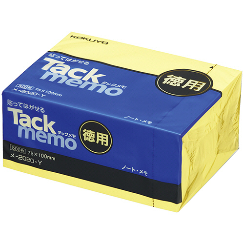 ﾀｯｸﾒﾓ(お徳用･ﾉｰﾄﾀｲﾌﾟ) A7ﾖｺ 75×100mm 黄 500枚 1冊画像