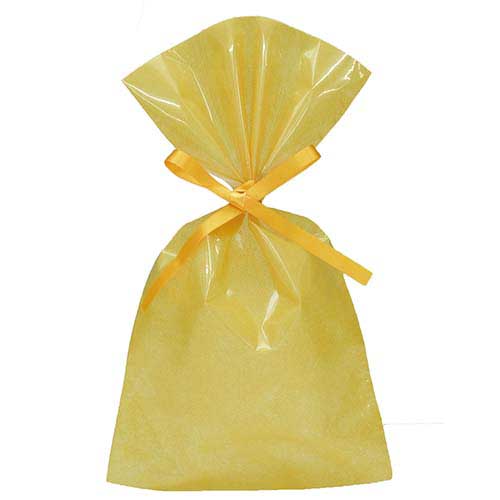 ソフトバッグクリア 2穴リボン巾着 S4 イエロー画像