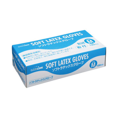 ソフトラテックスグローブ粉付Ｍブルー１００枚×２０画像