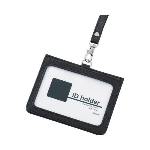 合皮製ＩＤカードホルダーブラック画像