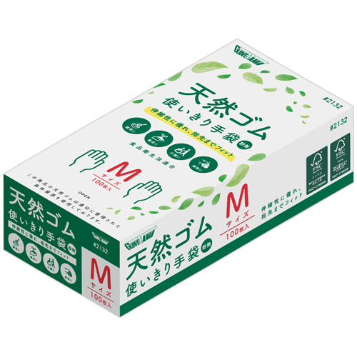 天然ｺﾞﾑ使いきり手袋 粉なし M 1箱(100枚)