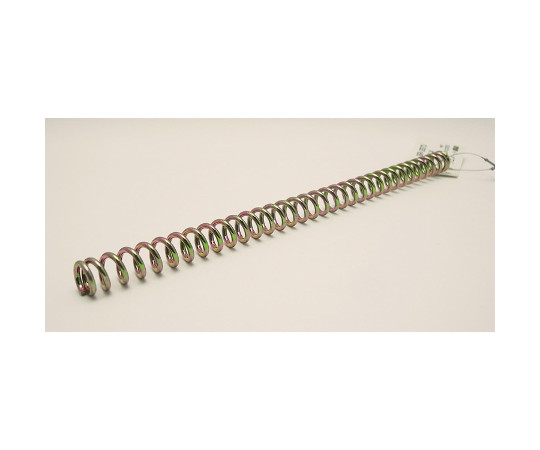 鉄押しバネ　線径2mm×外径12mm×自由長210mm 銀色の金属バネが直立し、クリアな背景で鮮明に見える状態