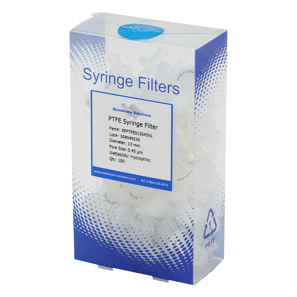 シリンジフィルター（親水性）PTFE φ13mm/φ0.45μm 1箱（100個入）画像