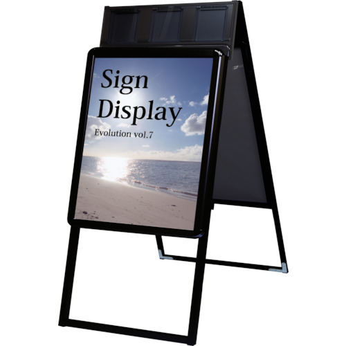 ﾎﾟｽﾀｰｸﾞﾘｯﾌﾟｽﾀﾝﾄﾞ看板 ｹｰｽ付屋内用 A2両面ﾌﾞﾗｯｸ 1台画像