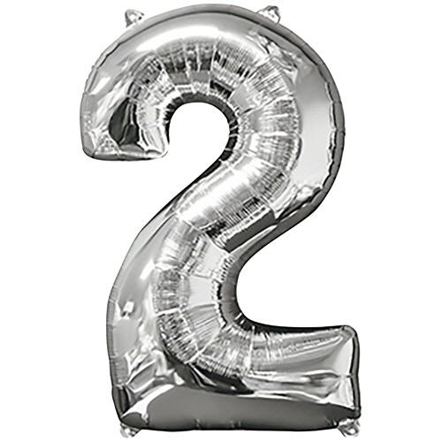 ﾚﾀｰﾊﾞﾙｰﾝ 数字 ｢2｣ ｼﾙﾊﾞｰ 1個画像