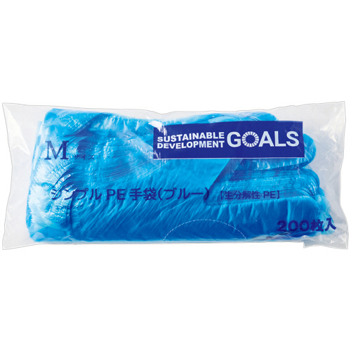 ｼﾝﾌﾟﾙPE手袋 M ﾌﾞﾙｰ(生分解性PE) 1ﾊﾟｯｸ(200枚)画像