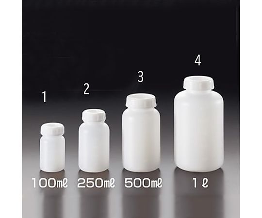 φ100x186mm/1000ml 広口ポリ容器(1本) 底が広く安定した形状の透明容器、広口で中身が見える状態