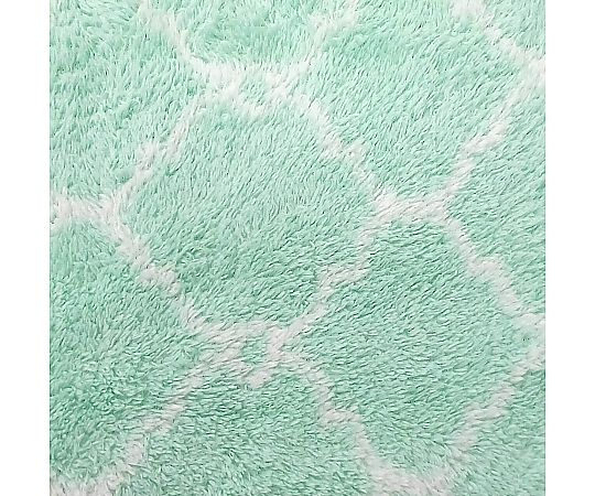 マイクロファイバーフェイスタオル2P MF モフモフモロッカン 34×80cm GREEN 1セット（2枚×10袋入） 商品が整然と並んだ状態で、鮮やかな緑色のタオルが目を引く様子