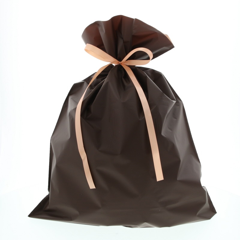 ＦＫ２４０９　梨地巾着袋　ブラウンＬＬ　２０枚入画像