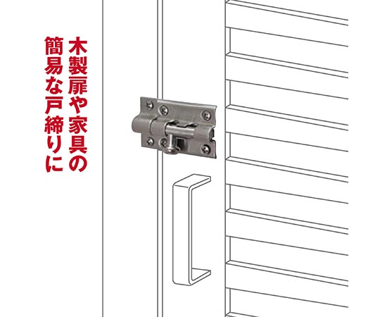 ステン丸棒ラッチ　中 金属製のラッチが真上から見える状態で、表面には光沢があり、開閉部分が露出している。