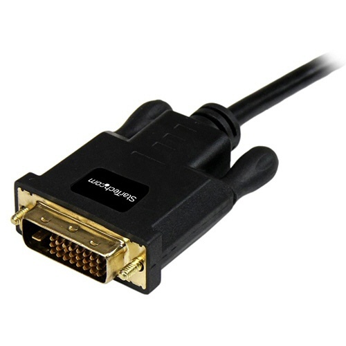Mini　DisplayPort-DVI変換ケーブル　ブラック　3m　オス/オス　1920×1200対応　1本 ケーブルの先端が互いに向かい合った状態で広がっている