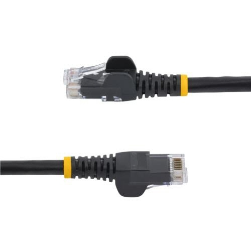 カテゴリ6　LANケーブル　RJ45モールドコネクタ　ツメ折れ防止　10m　ブラック　1本 ツメ折れ防止設計のコネクタが見える状態