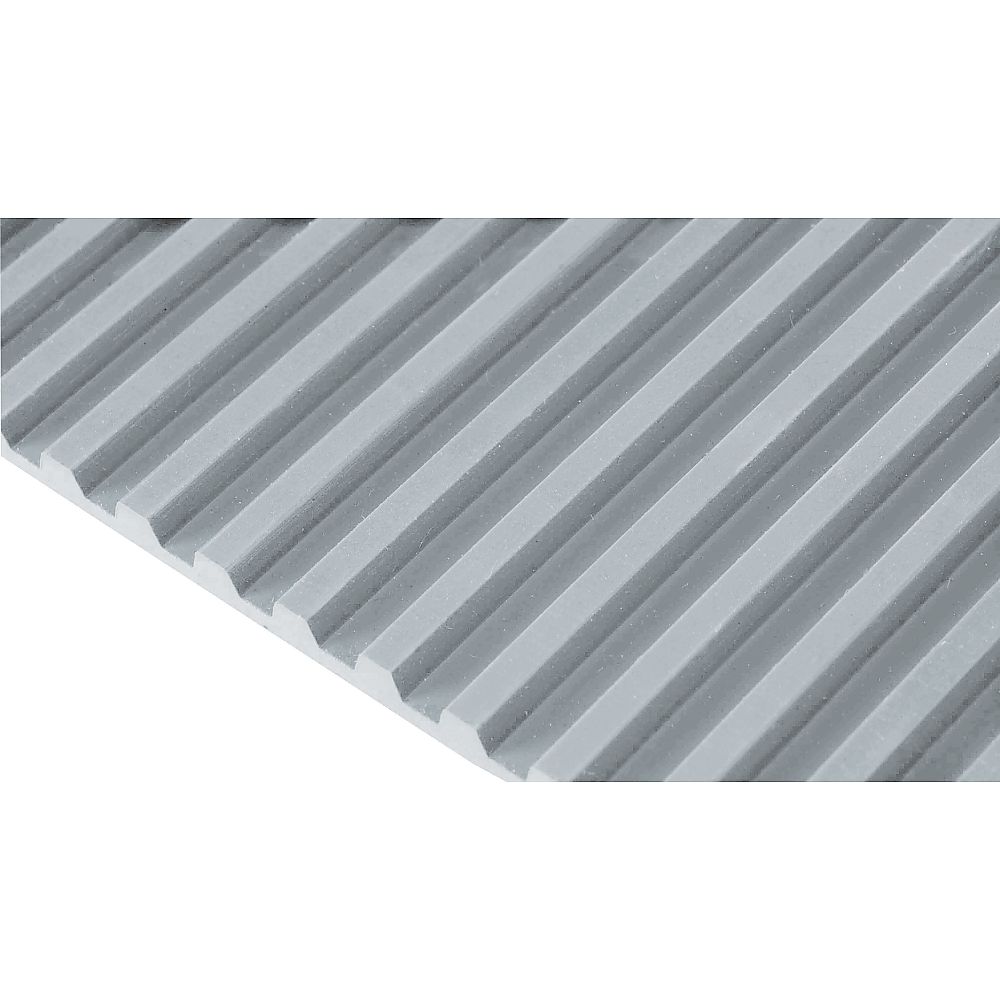 ゴム筋入長マット 1m×10m 6mm厚(グレー) 商品が広げられた状態で、グレーの表面が均一に見える様子。