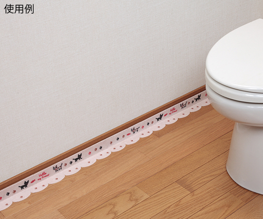 便器すきまテープ おさんぽねこ 1個（2枚入） 商品がパッケージに収められ、可愛らしいデザインが正面に見える状態