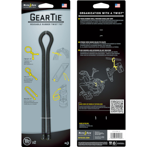 NiteIze ｷﾞｱｰﾀｲ 18ｲﾝﾁ ﾌﾞﾗｯｸ 1ﾊﾟｯｸ(2個)画像