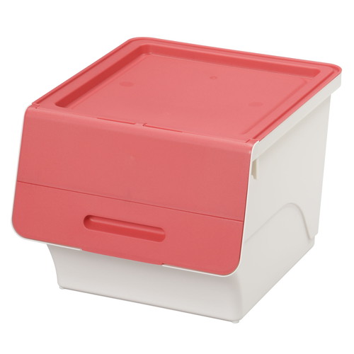 収納ボックス 前開き フロック30 深型 4段階ストッパー ピンク画像