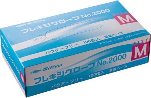 プラスチック手袋粉無No.2000　M　100枚入画像