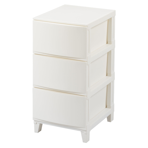 チェスト 3段 幅34×奥行42×高さ68cm ルームスシェード ホワイト画像