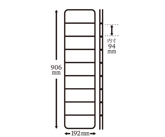 壁面収納　Dulike　デュライク　1×4材2枚用　棚パネル　黒　906×192mm 黒い棚パネルが正面から見える状態で、角が丸く仕上げられたデザイン。