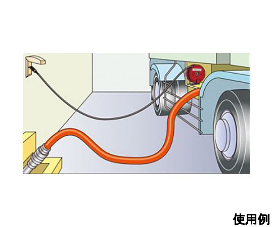 φ4.0mm×10m/50A アースリール(手動巻取) 黒いリールが静止し、手動巻取部分が強調された側面の様子