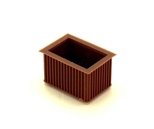 イスキャップ　平角　茶　対象脚サイズ30×45mm 表面が滑らかな茶色の平角なキャップが複数並んでいる状態